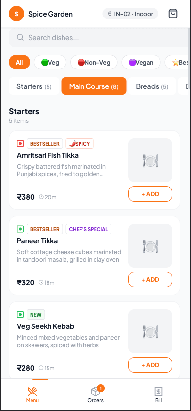 QR ordering app